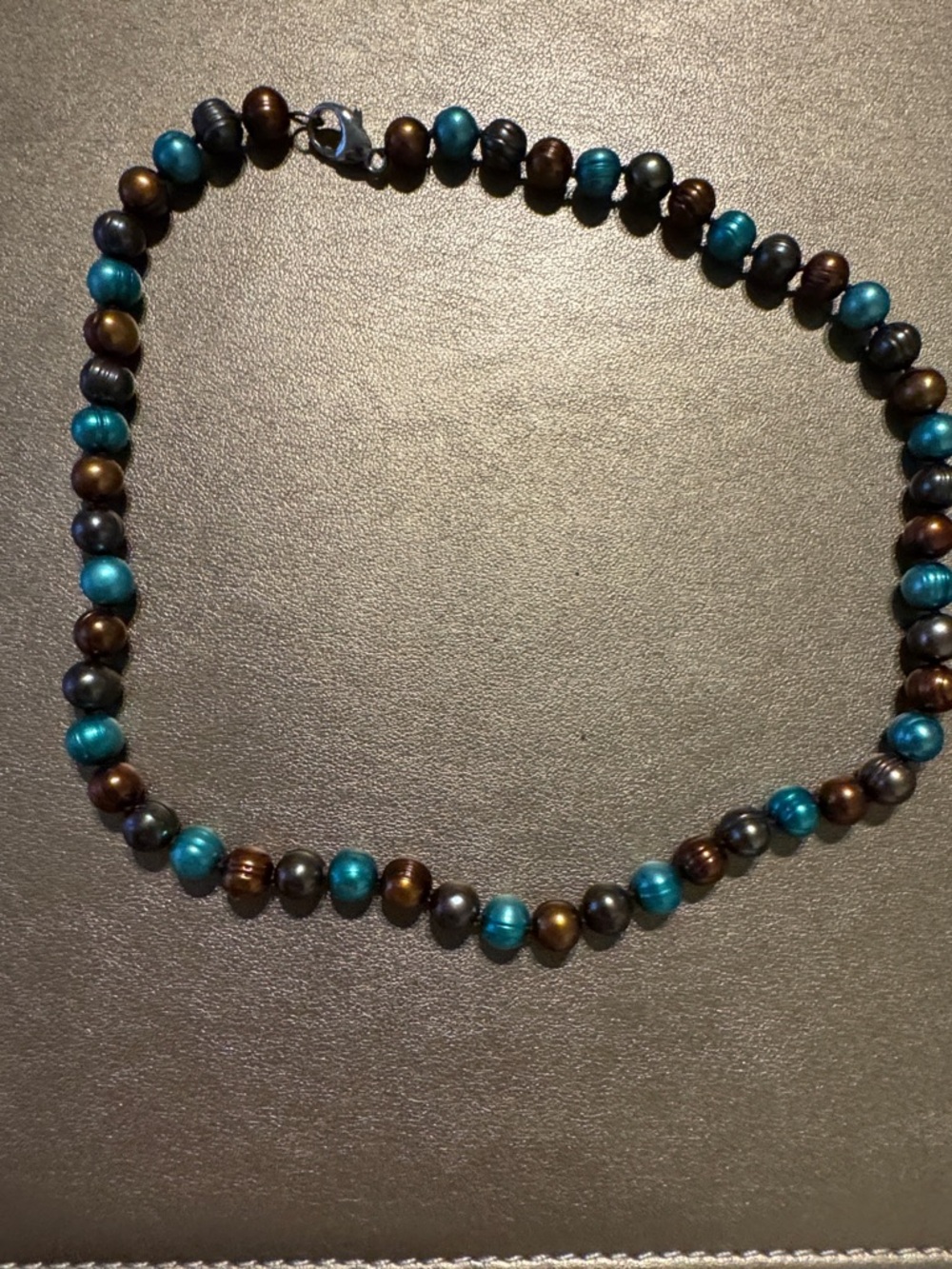 Honora Turquoise, Brown & Gunmetal Pearl Choker Necklace 925 clasp